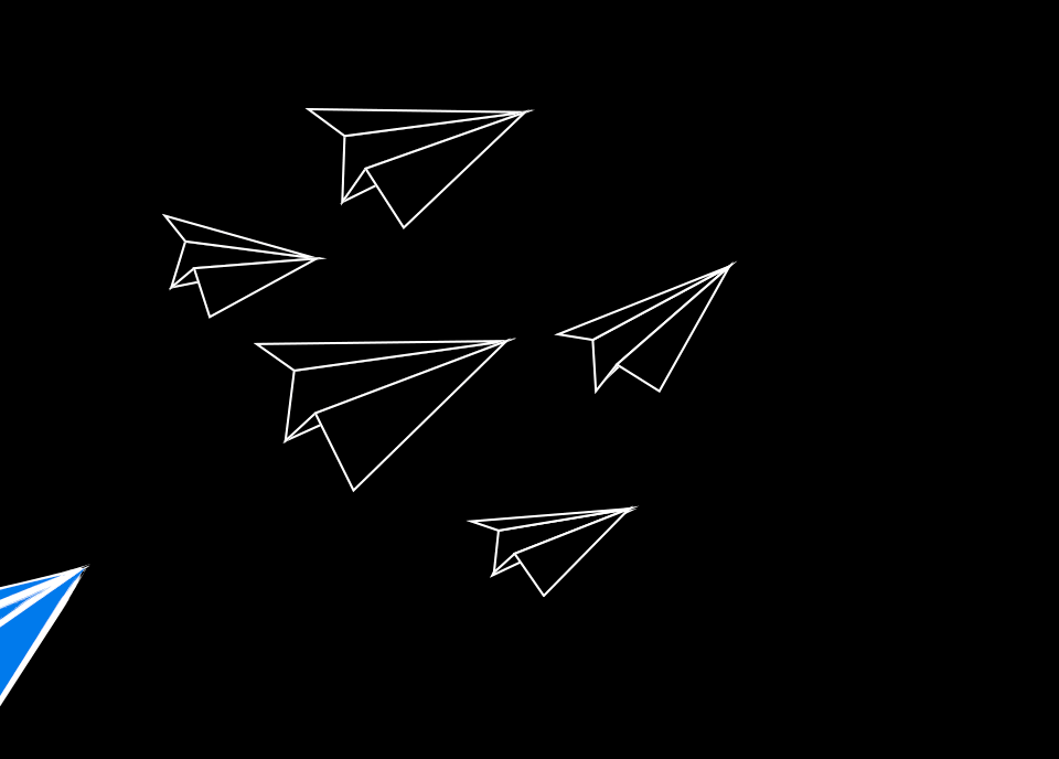 Animation of paper planes flying